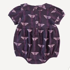 Kate Quinn Purple Butterfly Print Baby Romper